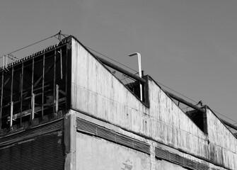 Canvas Print - abandoned factory ruins in black and white