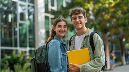 Sticker - The happy young students