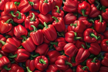 Wall Mural - Vibrant Red Bell Peppers Background - Fresh, Organic Produce for Healthy Diets and Culinary Design