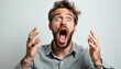 © iSomboon - Surprised Man with Open Mouth, Emotional Portrait, Shocked Expression,  Studio Shot