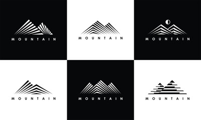 Wall Mural - Collection of Mountain Logo Vector Illustrations. Mountain logo line art icon	
