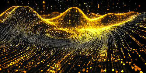 Digital binary code data streaming on a dark background
