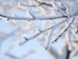Wall Mural - snowy tree branch close up
