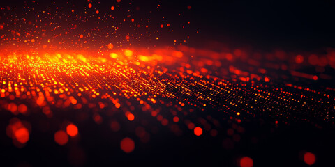 Digital binary code data streaming on a dark background