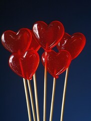 Wall Mural - Red Heart Shaped Lollipops On Stick