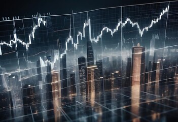 a modern city with shining forex charts isolated on a city background