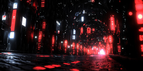 Digital binary code data streaming on a dark background