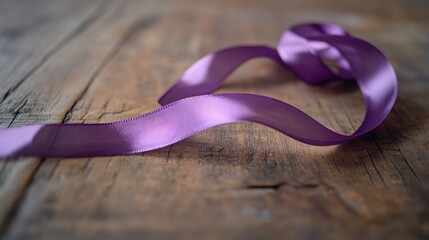 Sticker - Purple Ribbon on Wooden Table