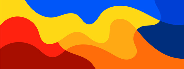 Wall Mural - Abstract wavy fluid colorful background vector design. Red, orange, yellow, and blue colors.