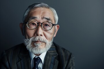 Wall Mural - Portrait of an elderly man with white hair and beard,  wearing glasses and a suit