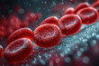 © zamuruev - Dynamic closeup visualization showcasing red blood cells as they move with remarkable fluidity in a biological context