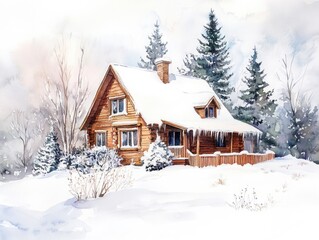 Canvas Print - Snowy Cabin