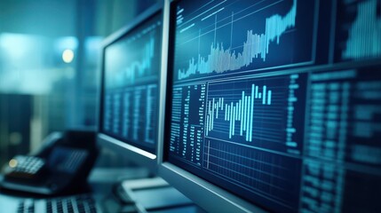 Wall Mural -  Financial data on a monitor