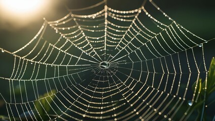 spider web with dew drops