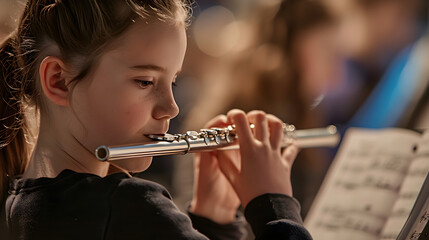 Young Girl Playing Flute