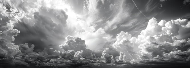 black and white clouds landscape