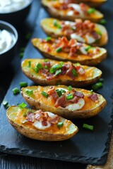 Wall Mural - Grilled bacon and cheddar potato skins