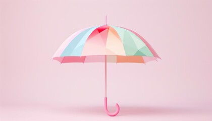 Umbrella with geometric patterns on solid white background, single object