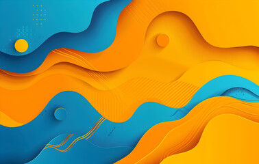 Wall Mural - Abstract background with blue and orange waves.