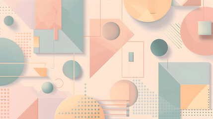 Sticker - Abstract geometric background with pastel colors and circles.