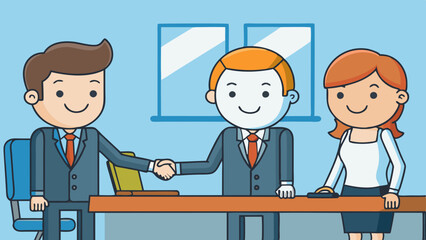 Wall Mural - businesspeople handshaking after negotiation vector illustration