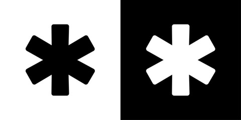 Asterisk icon Flat vector set outline