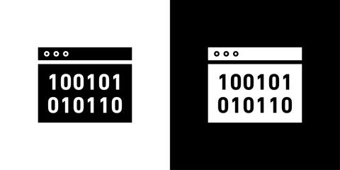 Binary code icon Flat vector set outline