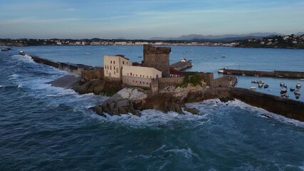 Wall Mural - Fort at Zokoa in the middle of Saint Jean de Luz bay at the Basque Country.