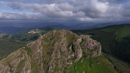 Wall Mural - Aerial shot of Kopakarri peak at Aiako Harria Natural Park at the Basque Country.