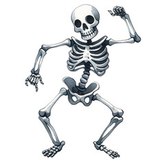 a playful skeleton illustration, perfect for halloween-themed designs, party invitations