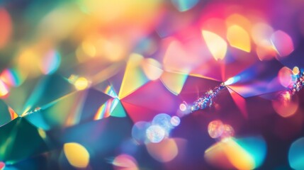 Wall Mural - A mesmerizing display of blurred rainbow prism lights creates a vibrant backdrop, perfect for decorative designs and mockup showcases