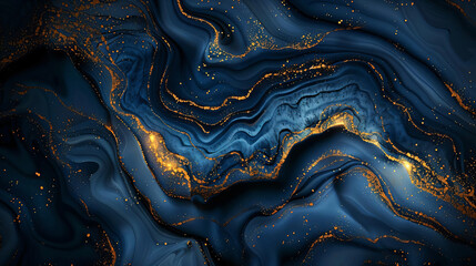 Canvas Print - Abstract Blue and Gold Marble Texture.