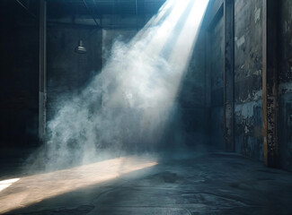 Sticker - Light Beam in a Smoky Warehouse.