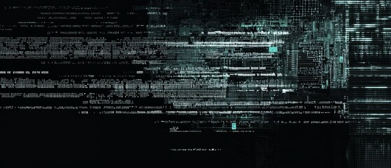 overlay of coding text, on black background, Generative AI 