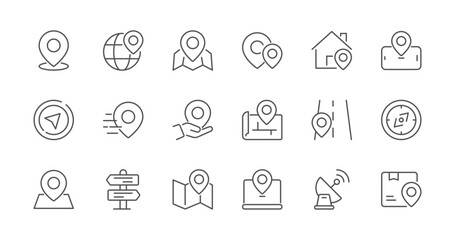 Poster - Minimal Set of Map and Location Line Icons. Editable Stroke. Pixel Perfect.