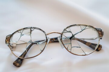 Broken Eyeglasses. Symbol of Aging, Health Care, and Isolation