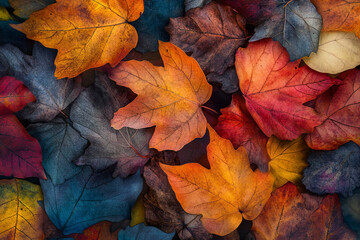 Sticker - Abstract Close-Up of Colorful Autumn Leaves with Artistic Blur