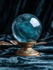 Poster - Mystical crystal ball on dark fabric