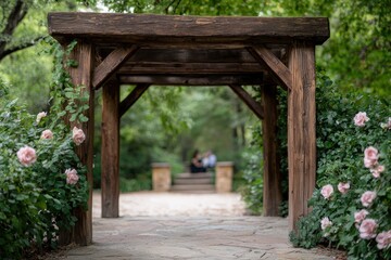 Sticker - Romantic wooden arch in lush garden