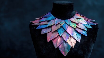 Canvas Print - Vibrant iridescent feather necklace