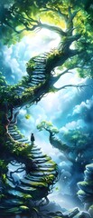 Wall Mural - Stairway to Heaven in a Fantasy World.