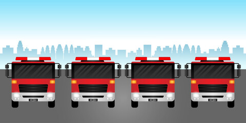 Fire Engine or Fire Truck. Fire Emergency Rescue Truck. Vector Illustration.