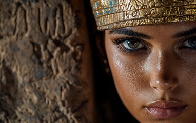 Poster - close-up portrait of a woman with intricate headpiece