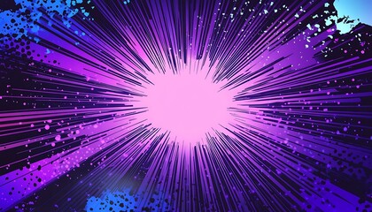 Wall Mural - Sunburst pop up art background, purple colors