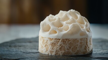 Canvas Print - Delicate white fungus growing on a wooden surface