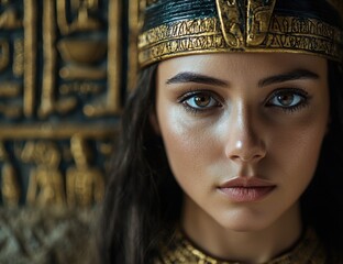 Canvas Print - Mysterious woman with piercing eyes and ornate headpiece