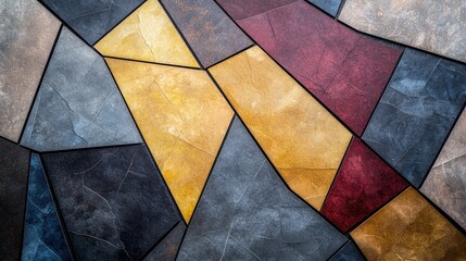 Wall Mural - abstract geometric pattern with textured stone tiles