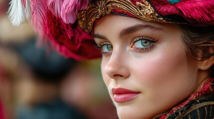 Wall Mural - Vibrant portrait of a woman in ornate costume