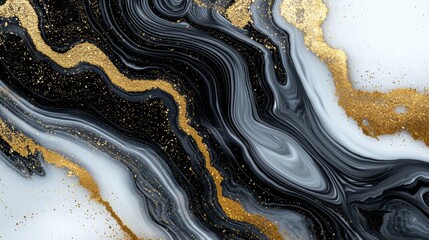 Canvas Print - Luxurious golden and black marble texture background