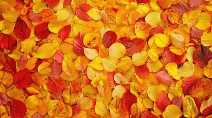 Wall Mural - Yellow Fall Background. Autumn Landscape with Vibrant Red and Yellow Leaves